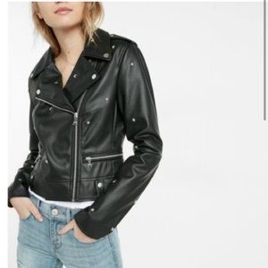 Express Star Studded Leather Moto Jacket